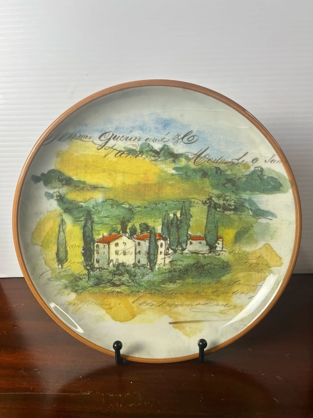 Paysage Salad/Dessert Plate With Dipping Bowl By artist Marc Lacaze
